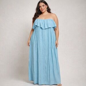Torrid Light Blue Eyelet Maxi Dress | Size 4X Plus